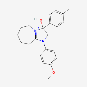 molecular formula C22H27N2O2+ B11219809 3-hydroxy-1-(4-methoxyphenyl)-3-(4-methylphenyl)-2,5,6,7,8,9-hexahydro-3H-imidazo[1,2-a]azepin-1-ium 