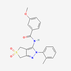 molecular formula C20H19N3O4S B11219818 N-(5,5-dioxido-2-(o-tolyl)-4,6-dihydro-2H-thieno[3,4-c]pyrazol-3-yl)-3-methoxybenzamide 