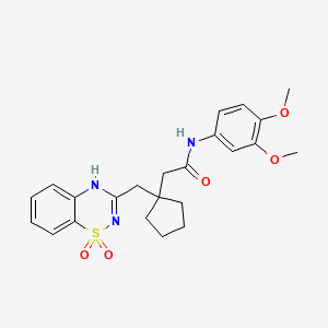 N-(3,4-dimethoxyphenyl)-2-{1-[(1,1-dioxido-2H-1,2,4-benzothiadiazin-3-yl)methyl]cyclopentyl}acetamide