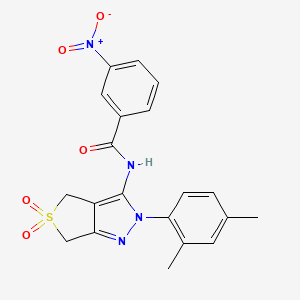 molecular formula C20H18N4O5S B11219854 N-(2-(2,4-dimethylphenyl)-5,5-dioxido-4,6-dihydro-2H-thieno[3,4-c]pyrazol-3-yl)-3-nitrobenzamide 