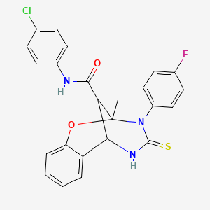 molecular formula C24H19ClFN3O2S B11219855 N-(4-chlorophenyl)-3-(4-fluorophenyl)-2-methyl-4-thioxo-3,4,5,6-tetrahydro-2H-2,6-methano-1,3,5-benzoxadiazocine-11-carboxamide 