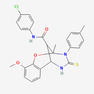 N-(4-chlorophenyl)-10-methoxy-2-methyl-3-(4-methylphenyl)-4-thioxo-3,4,5,6-tetrahydro-2H-2,6-methano-1,3,5-benzoxadiazocine-11-carboxamide