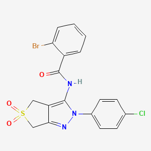 molecular formula C18H13BrClN3O3S B11219864 2-bromo-N-(2-(4-chlorophenyl)-5,5-dioxido-4,6-dihydro-2H-thieno[3,4-c]pyrazol-3-yl)benzamide 