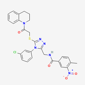 N-((4-(3-chlorophenyl)-5-((2-(3,4-dihydroquinolin-1(2H)-yl)-2-oxoethyl)thio)-4H-1,2,4-triazol-3-yl)methyl)-4-methyl-3-nitrobenzamide