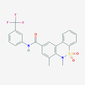 molecular formula C22H17F3N2O3S B11219935 6,7-dimethyl-N-[3-(trifluoromethyl)phenyl]-6H-dibenzo[c,e][1,2]thiazine-9-carboxamide 5,5-dioxide 