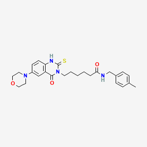 molecular formula C26H32N4O3S B11219937 N-[(4-methylphenyl)methyl]-6-(6-morpholin-4-yl-4-oxo-2-sulfanylidene-1H-quinazolin-3-yl)hexanamide 