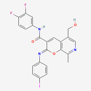 molecular formula C23H16F2IN3O3 B11219995 (2Z)-N-(3,4-difluorophenyl)-5-(hydroxymethyl)-2-[(4-iodophenyl)imino]-8-methyl-2H-pyrano[2,3-c]pyridine-3-carboxamide 