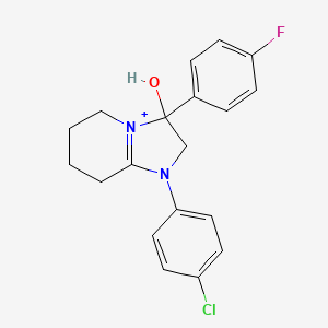 1-(4-Chlorophenyl)-3-(4-fluorophenyl)-3-hydroxy-2,3,5,6,7,8-hexahydroimidazo[1,2-a]pyridin-1-ium