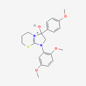 molecular formula C21H25N2O4S+ B11220008 1-(2,5-dimethoxyphenyl)-3-hydroxy-3-(4-methoxyphenyl)-2,3,6,7-tetrahydro-5H-imidazo[2,1-b][1,3]thiazin-1-ium 