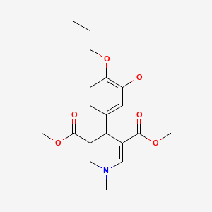 molecular formula C20H25NO6 B11220025 Dimethyl 4-(3-methoxy-4-propoxyphenyl)-1-methyl-1,4-dihydropyridine-3,5-dicarboxylate 