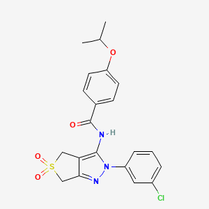 molecular formula C21H20ClN3O4S B11220056 N-(2-(3-chlorophenyl)-5,5-dioxido-4,6-dihydro-2H-thieno[3,4-c]pyrazol-3-yl)-4-isopropoxybenzamide 