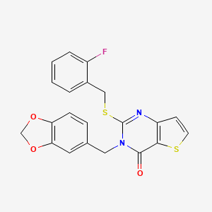 3-(1,3-benzodioxol-5-ylmethyl)-2-[(2-fluorobenzyl)sulfanyl]thieno[3,2-d]pyrimidin-4(3H)-one