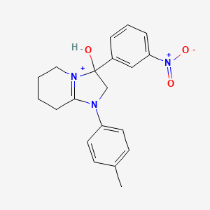 3-Hydroxy-1-(4-methylphenyl)-3-(3-nitrophenyl)-2,3,5,6,7,8-hexahydroimidazo[1,2-a]pyridin-1-ium