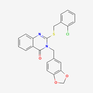 molecular formula C23H17ClN2O3S B11220104 3-(1,3-benzodioxol-5-ylmethyl)-2-[(2-chlorobenzyl)sulfanyl]quinazolin-4(3H)-one 