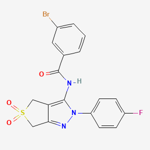 molecular formula C18H13BrFN3O3S B11220148 3-bromo-N-(2-(4-fluorophenyl)-5,5-dioxido-4,6-dihydro-2H-thieno[3,4-c]pyrazol-3-yl)benzamide 