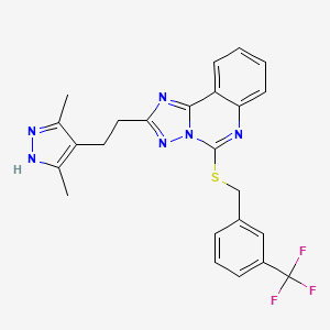 molecular formula C24H21F3N6S B11220158 2-[2-(3,5-dimethyl-1H-pyrazol-4-yl)ethyl]-5-[[3-(trifluoromethyl)phenyl]methylsulfanyl]-[1,2,4]triazolo[1,5-c]quinazoline 