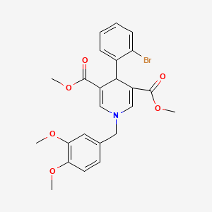 molecular formula C24H24BrNO6 B11220163 Dimethyl 4-(2-bromophenyl)-1-(3,4-dimethoxybenzyl)-1,4-dihydropyridine-3,5-dicarboxylate 