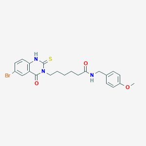 6-(6-bromo-4-oxo-2-sulfanylidene-1H-quinazolin-3-yl)-N-[(4-methoxyphenyl)methyl]hexanamide