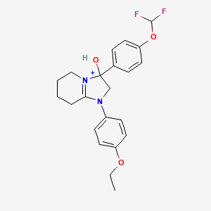 molecular formula C22H25F2N2O3+ B11220178 3-[4-(Difluoromethoxy)phenyl]-1-(4-ethoxyphenyl)-3-hydroxy-2,3,5,6,7,8-hexahydroimidazo[1,2-a]pyridin-1-ium 