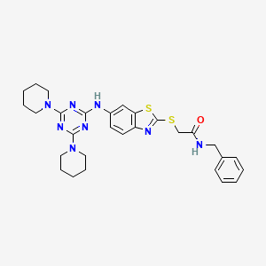 N-benzyl-2-[(6-{[4,6-di(piperidin-1-yl)-1,3,5-triazin-2-yl]amino}-1,3-benzothiazol-2-yl)sulfanyl]acetamide