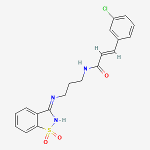 molecular formula C19H18ClN3O3S B11220238 (2E)-3-(3-chlorophenyl)-N-{3-[(1,1-dioxido-1,2-benzisothiazol-3-yl)amino]propyl}acrylamide 