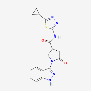 molecular formula C17H16N6O2S B11220253 N-(5-cyclopropyl-1,3,4-thiadiazol-2-yl)-1-(1H-indazol-3-yl)-5-oxopyrrolidine-3-carboxamide 