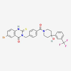 molecular formula C28H23BrF3N3O3S B11220266 6-bromo-3-(4-(4-hydroxy-4-(3-(trifluoromethyl)phenyl)piperidine-1-carbonyl)benzyl)-2-thioxo-2,3-dihydroquinazolin-4(1H)-one 