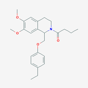 molecular formula C24H31NO4 B11220278 1-(1-((4-ethylphenoxy)methyl)-6,7-dimethoxy-3,4-dihydroisoquinolin-2(1H)-yl)butan-1-one 