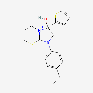 1-(4-ethylphenyl)-3-hydroxy-3-(thiophen-2-yl)-2,3,6,7-tetrahydro-5H-imidazo[2,1-b][1,3]thiazin-1-ium