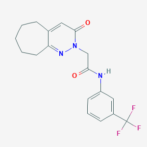 molecular formula C18H18F3N3O2 B11220313 2-(3-oxo-3,5,6,7,8,9-hexahydro-2H-cyclohepta[c]pyridazin-2-yl)-N-[3-(trifluoromethyl)phenyl]acetamide 