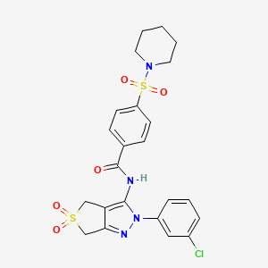 molecular formula C23H23ClN4O5S2 B11220315 N-(2-(3-chlorophenyl)-5,5-dioxido-4,6-dihydro-2H-thieno[3,4-c]pyrazol-3-yl)-4-(piperidin-1-ylsulfonyl)benzamide 