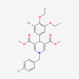 molecular formula C26H27BrClNO6 B11220375 Dimethyl 4-(3-bromo-4,5-diethoxyphenyl)-1-(4-chlorobenzyl)-1,4-dihydropyridine-3,5-dicarboxylate 