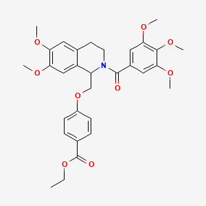 molecular formula C31H35NO9 B11220410 Ethyl 4-{[6,7-dimethoxy-2-(3,4,5-trimethoxybenzoyl)-1,2,3,4-tetrahydroisoquinolin-1-yl]methoxy}benzoate 