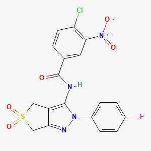 molecular formula C18H12ClFN4O5S B11220451 4-chloro-N-(2-(4-fluorophenyl)-5,5-dioxido-4,6-dihydro-2H-thieno[3,4-c]pyrazol-3-yl)-3-nitrobenzamide 