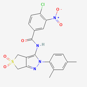 molecular formula C20H17ClN4O5S B11220458 4-chloro-N-(2-(2,4-dimethylphenyl)-5,5-dioxido-4,6-dihydro-2H-thieno[3,4-c]pyrazol-3-yl)-3-nitrobenzamide 