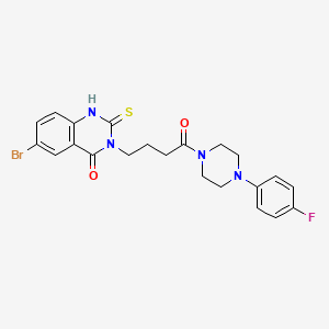 molecular formula C22H22BrFN4O2S B11220486 6-bromo-3-[4-[4-(4-fluorophenyl)piperazin-1-yl]-4-oxobutyl]-2-sulfanylidene-1H-quinazolin-4-one 