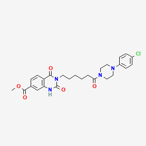 molecular formula C26H29ClN4O5 B11220520 Methyl 3-(6-(4-(4-chlorophenyl)piperazin-1-yl)-6-oxohexyl)-2,4-dioxo-1,2,3,4-tetrahydroquinazoline-7-carboxylate 