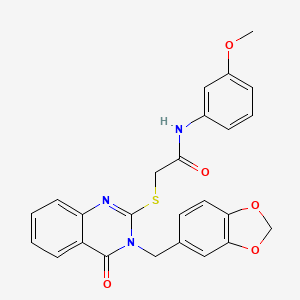 molecular formula C25H21N3O5S B11220529 2-{[3-(1,3-benzodioxol-5-ylmethyl)-4-oxo-3,4-dihydroquinazolin-2-yl]sulfanyl}-N-(3-methoxyphenyl)acetamide 