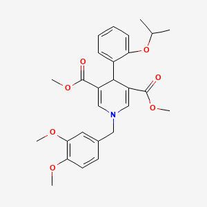 molecular formula C27H31NO7 B11220536 Dimethyl 1-(3,4-dimethoxybenzyl)-4-[2-(propan-2-yloxy)phenyl]-1,4-dihydropyridine-3,5-dicarboxylate 