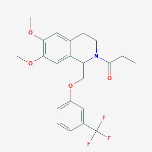 1-(6,7-dimethoxy-1-((3-(trifluoromethyl)phenoxy)methyl)-3,4-dihydroisoquinolin-2(1H)-yl)propan-1-one