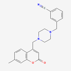 molecular formula C23H23N3O2 B11220584 3-({4-[(7-methyl-2-oxo-2H-chromen-4-yl)methyl]piperazin-1-yl}methyl)benzonitrile 