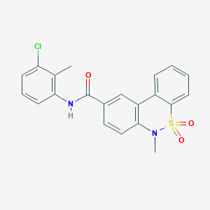 molecular formula C21H17ClN2O3S B11220612 N-(3-chloro-2-methylphenyl)-6-methyl-6H-dibenzo[c,e][1,2]thiazine-9-carboxamide 5,5-dioxide 