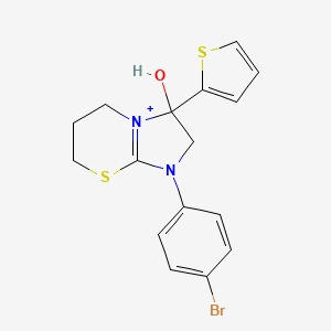 1-(4-bromophenyl)-3-hydroxy-3-(thiophen-2-yl)-2,3,6,7-tetrahydro-5H-imidazo[2,1-b][1,3]thiazin-1-ium