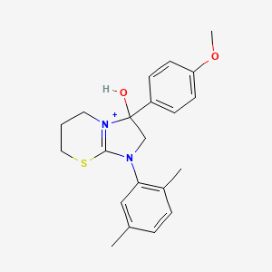 molecular formula C21H25N2O2S+ B11220637 1-(2,5-dimethylphenyl)-3-hydroxy-3-(4-methoxyphenyl)-2,3,6,7-tetrahydro-5H-imidazo[2,1-b][1,3]thiazin-1-ium 