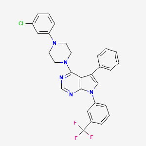 molecular formula C29H23ClF3N5 B11220641 4-[4-(3-chlorophenyl)piperazin-1-yl]-5-phenyl-7-[3-(trifluoromethyl)phenyl]-7H-pyrrolo[2,3-d]pyrimidine 