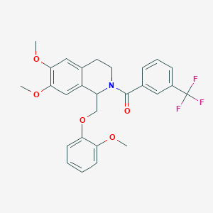 (6,7-dimethoxy-1-((2-methoxyphenoxy)methyl)-3,4-dihydroisoquinolin-2(1H)-yl)(3-(trifluoromethyl)phenyl)methanone