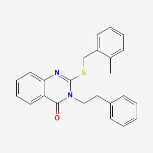 molecular formula C24H22N2OS B11220661 2-[(2-methylbenzyl)sulfanyl]-3-(2-phenylethyl)quinazolin-4(3H)-one 