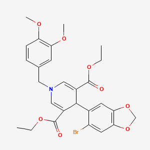 Diethyl 4-(6-bromo-1,3-benzodioxol-5-yl)-1-(3,4-dimethoxybenzyl)-1,4-dihydropyridine-3,5-dicarboxylate