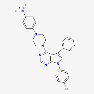 molecular formula C28H23ClN6O2 B11220736 7-(4-chlorophenyl)-4-(4-(4-nitrophenyl)piperazin-1-yl)-5-phenyl-7H-pyrrolo[2,3-d]pyrimidine 