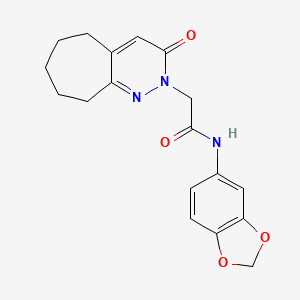 molecular formula C18H19N3O4 B11220773 N-(1,3-benzodioxol-5-yl)-2-(3-oxo-3,5,6,7,8,9-hexahydro-2H-cyclohepta[c]pyridazin-2-yl)acetamide 